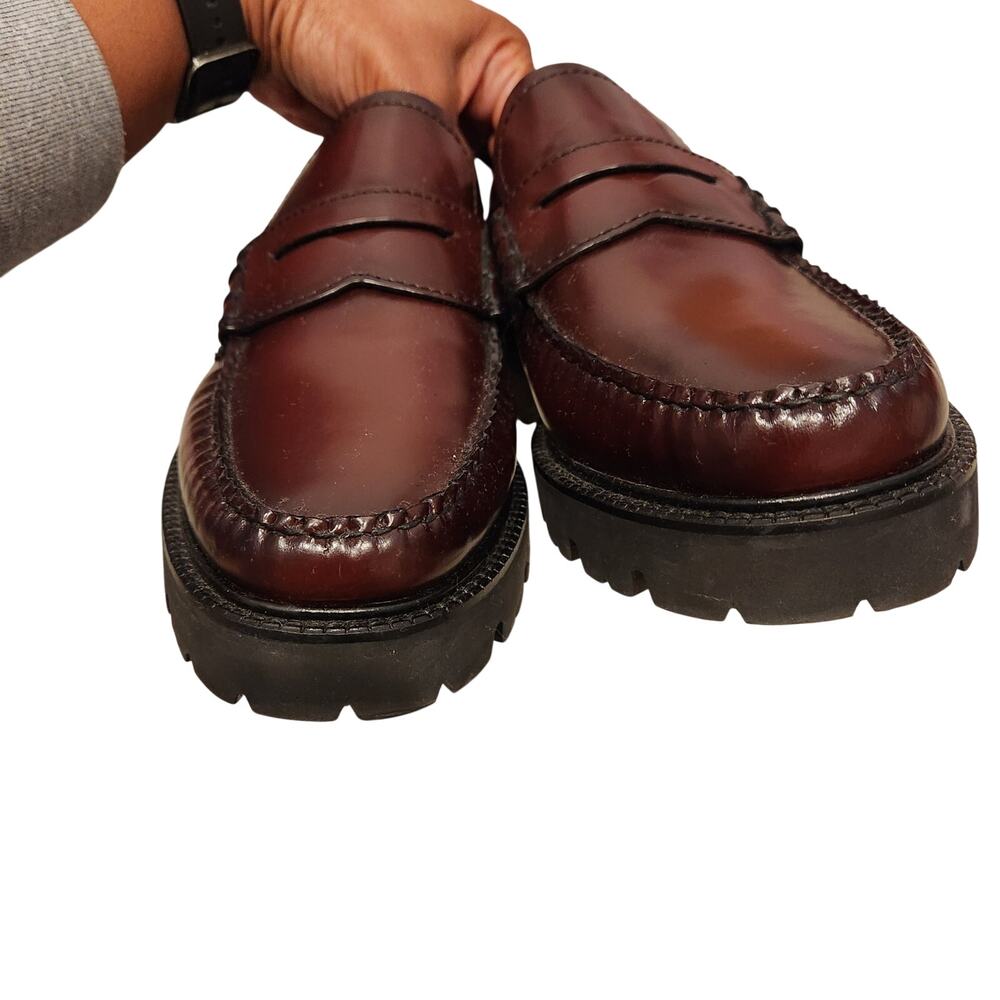 NEW GH Bass Whitney Super Lug Weejuns burgundy leather loafers size 10 - Picture 6 of 6
